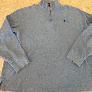 Ralph Lauren Light Blue Estate Rib 1/4 Pullover-XL